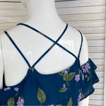 Mi Ami Francesca’s Floral Cold Shoulder Tiered Ruffle Shift Dress Teal XS Blue Photo 5