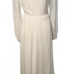 Lulus New  Long Sleeve White Wrap Maxi Dress with Button Sleeve Details, Large Photo 0