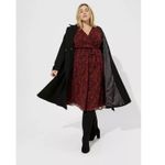 Torrid Red Black Floral Crinkle Chiffon Surplice Balloon Sleeve Midi Dress 3X Photo 1