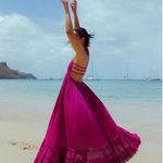 Free People NWT Extratropical Maxi in Dark Pink Crinkled Halter Dress S Photo 4