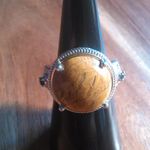 Script Stone and Brazilian Smokey Quartz Solitaire Copper Ring (Size 6) Photo 3