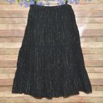 Susan Graver Black Maxi Skirt Tiered Peasant Hobo Metallic Silver Crochet Size L Photo 3