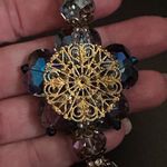 Vintage Kaleidoscope Crystal Beaded Collar With Flower Pendant Pink Photo 6