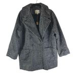 A New Day Womens Double Breasted Coat Herringbone Black White L Photo 0