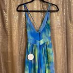 Luxxel blue green tie dye watercolor maxi dress, NWT Photo 5