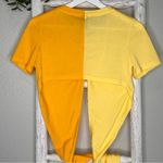 Cider Color Block Tie Front Crop Top Graphic Tee Short Sleeve Casual T Shirt Med Photo 3