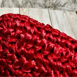 Red Raffia Kiss Lock Clutch Soft Italian Leather Interior Whimsy Evening Summer Photo 10