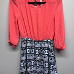 Pink Owl Apparel Coral Coral Pink Black White Aztec Print Dress Size Small Photo 0