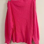 Gibson Nordstrom Bright Pink Ribbed Off the Shoulder Sweater Size Large NEW Photo 0