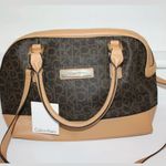 Calvin Klein Saffiano Leather Satchel Purse Brown Photo 5