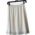 Olga Secret Hug Size Small Half Slip Stretch Nylon Lace White W Blue Lace Trim Photo 1