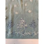 Talbots  Woman's M Blue Snowflake Christmas Tree Sparkle Bead Wool‎ Blend 1/4 Zip Photo 1