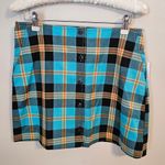 Obey Skirt Joanie Plaid Aqua Multicolor High Waisted Business Casual Mini Photo 1