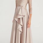 Theia Zola Bateau Mikado Lace Gown Tan Size 16 Photo 2