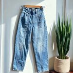 Abercrombie & Fitch High Rise Barrel Jean with vertical seams in a light wash Photo 1
