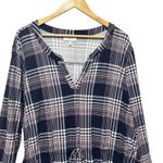 Bobbie Brooks Women Shirt Dress 3X Navy Plaid Drawstring Waist Cozy Preppy Chic Blue Photo 3