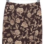 Josephine Chaus Vintage  100% Silk Brown Tan Floral Midi Skirt Size 14 Photo 2