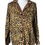 Ralph Lauren  Animal Print‎ Pajama Top Embroidered Crest Logo Leopard Size L Photo 0