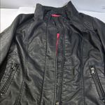Black Faux Leather Jacket with Pink Lining Size L Photo 0