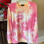 Sweatshirt Womens Large Tie Dye Caffeine Modern Canvas Pink Peach Pullover Photo 1