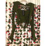 Current Mood  by Dolls Kill Alternative Spells Long Sleeve Cut Out Green Top Photo 1