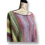 Free People  L Radiate Pullover Sweater Rainbow Fringe Striped Boho Artsy NWT Photo 2