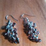 Indian Garnet and Red Seed Bead Dangle Earrings Photo 3