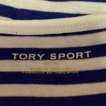 Tory Burch  Sport Blue White Striped Embroidered Heart Long Sleeve Top Size XS Photo 2