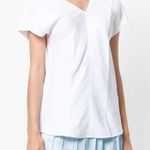 Helmut Lang  White Linen Asymmetric Top V Neck Size 2 NWT Photo 4