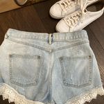 Free People Lace Trim Jean Shorts | Light Wash Festival Denim | Size 28 Photo 1