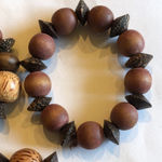 3 Vintage Brown Wooden Beaded Ethnic Tribal Boho Stretchy Bracelets Photo 7