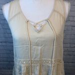 Mossimo Supply Co Tank Top Tie Front Crochet Details Cream-Small Photo 0