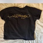 Ed Hardy Black T-Shirt with Heart and Tiger Design Photo 1