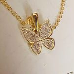 Sparkly kidz fine gold plated necklace crystals paved butterfly Silver Photo 4