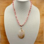 Artisan  Chalcedony Pink White Jade Necklace  Photo 1