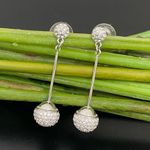 Swavorski Discontinued SWAROVSKI Swan Signed Dolce Silver Pave Crystal Drop Earrings 9g. Photo 5