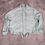 Loft ‎ Utility Jacket Lightweight Cropped Drawstring Waist Green Petite MP $119 Photo 1