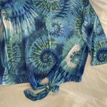 Chico's Vintage  Dandelion Blue Multi-Color Front Bow Double Strap Tie Blouse Photo 1