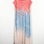 Bella Dahl Poppy Fray Cami Slip Midi Dress Small Tie Dye Pink Blue Lightweight Photo 11