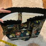 Black Shoulder Ruffle Top Button‎ Closure Printed Tote Purse Photo 8