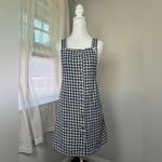 Byer California Vintage Y2K Navy & White Plaid Print Overall Knee Length Dress Photo 2