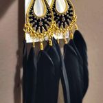 Elegant Black and Gold Feather Earrings Photo 0