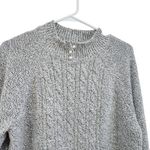 Karen Scott  Marled Button Neck Cable Knit Sweater Pullover Gray Size Medium Photo 4