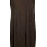 Flax  Crepe Sleeveless Long Maxi Dress Square Neck Lagenlook Brown size Medium Photo 0