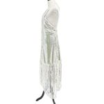 Rotate Birger Christensen Sequin Metallic Fringe Sleeveless Dress Silver Size 10 Photo 9