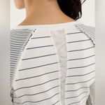 Lululemon  Full Tilt Long Sleeve Striped Ruffle Lace Angel Wing Athletic Top Photo 2