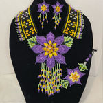 Handcrafted Purple (multicolor) Beaded Necklace Set Photo 0