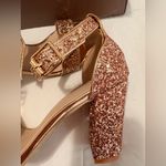 SheIn  Glitter Block Heel Sandals - Rose Gold Photo 3