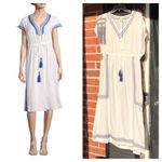 Rachel Zoe  White with Blue Embroidery Nightgown M Photo 1