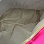 Straw Fabric Tan Pink Tote Bag Beach Picnic Photo 4